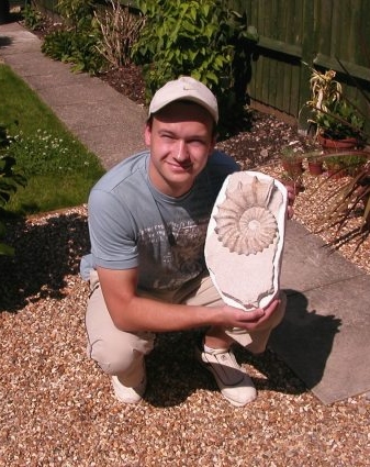 Robert Randell with a chalk ammonite